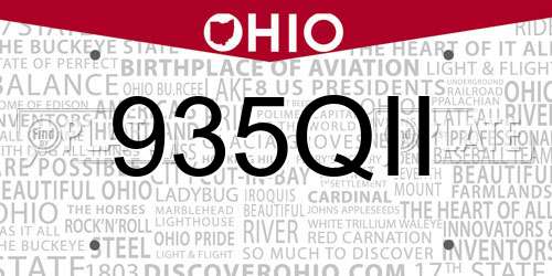 935QII Ohio License Plate