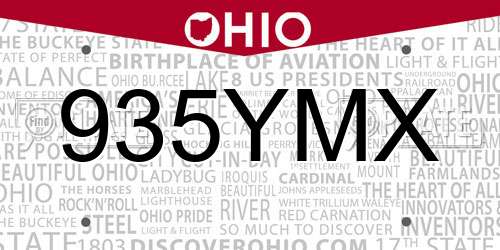 935YMX Ohio License Plate