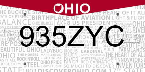 935ZYC Ohio License Plate