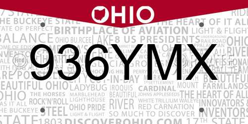 936YMX Ohio License Plate