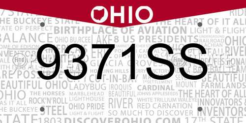 9371SS Ohio License Plate