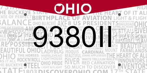 9380II Ohio License Plate