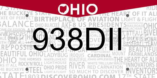938DII Ohio License Plate