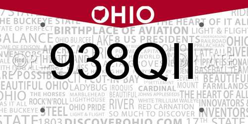 938QII Ohio License Plate