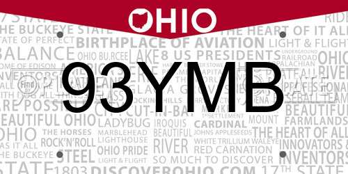 93YMB Ohio License Plate