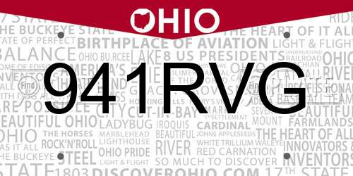 941RVG Ohio License Plate