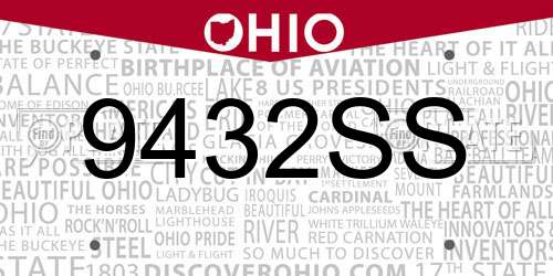 9432SS Ohio License Plate