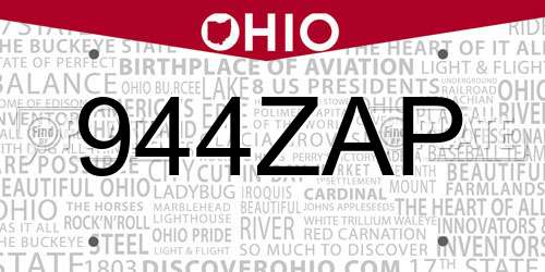 944ZAP Ohio License Plate