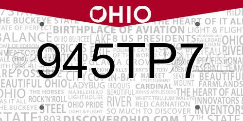 945TP7 Ohio License Plate