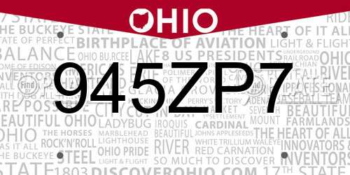 945ZP7 Ohio License Plate