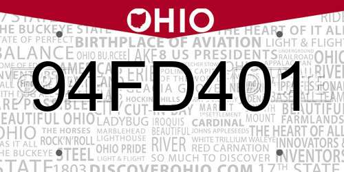 94FD401 Ohio License Plate