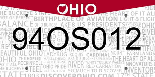 94OS012 Ohio License Plate
