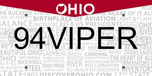 94VIPER Ohio License Plate