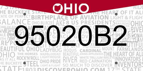 95020B2 Ohio License Plate
