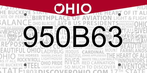 950B63 Ohio License Plate