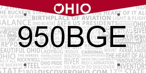 950BGE Ohio License Plate