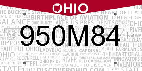 950M84 Ohio License Plate