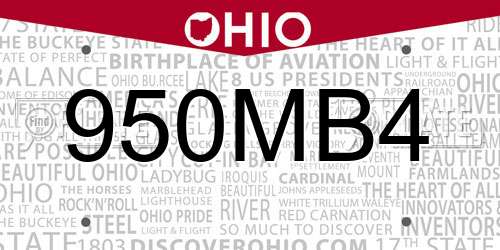 950MB4 Ohio License Plate