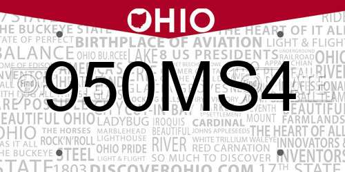 950MS4 Ohio License Plate