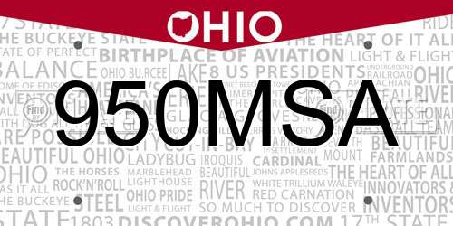 950MSA Ohio License Plate