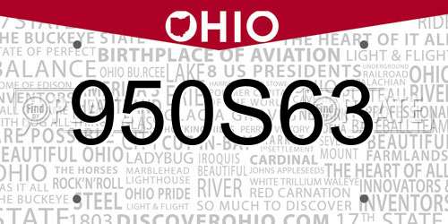 950S63 Ohio License Plate