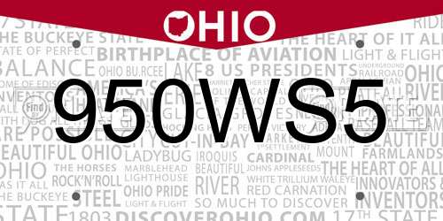 950WS5 Ohio License Plate