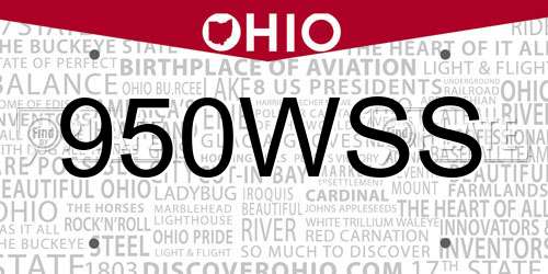 950WSS Ohio License Plate