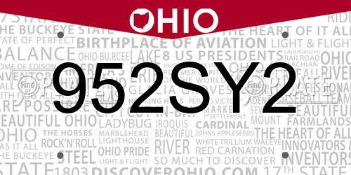 952SY2 Ohio License Plate