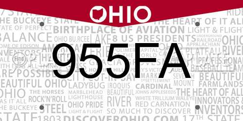 955FA Ohio License Plate