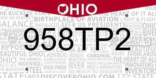 958TP2 Ohio License Plate