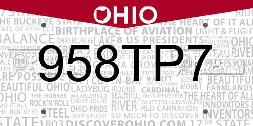 958TP7 Ohio License Plate