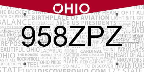 958ZPZ Ohio License Plate