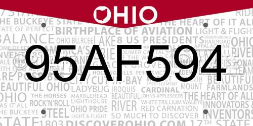 95AF594 Ohio License Plate