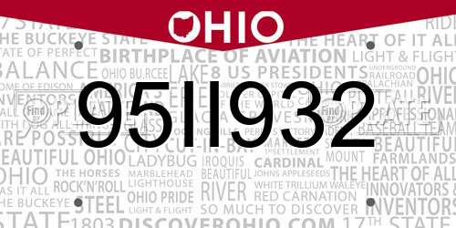95II932 Ohio License Plate
