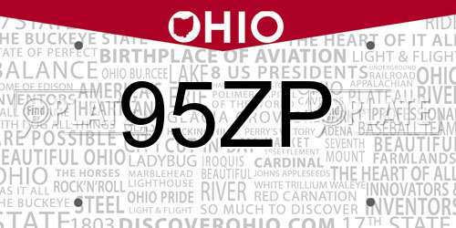 95ZP Ohio License Plate