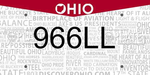 966LL Ohio License Plate