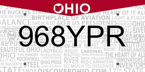 968YPR Ohio License Plate