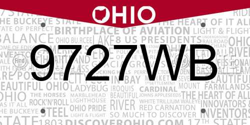 9727WB Ohio License Plate