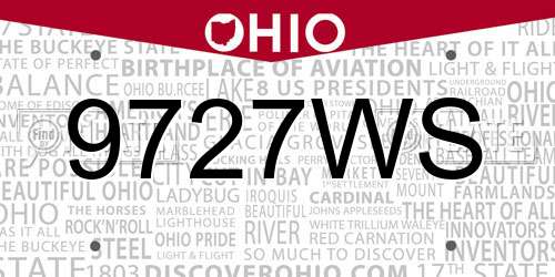 9727WS Ohio License Plate