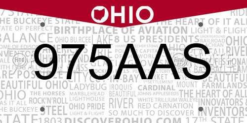 975AAS Ohio License Plate