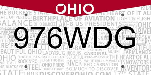 976WDG Ohio License Plate