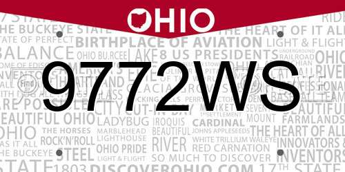 9772WS Ohio License Plate