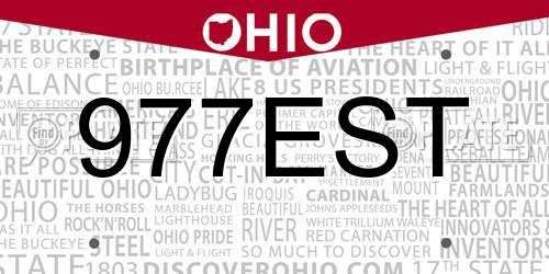 977EST Ohio License Plate