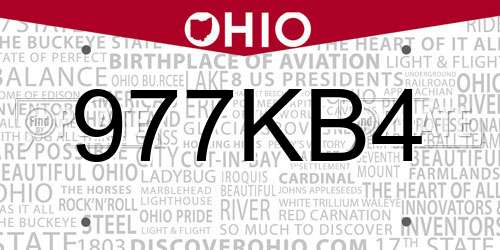 977KB4 Ohio License Plate