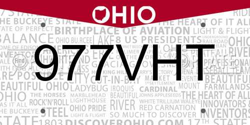 977VHT Ohio License Plate