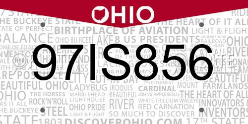 97IS856 Ohio License Plate
