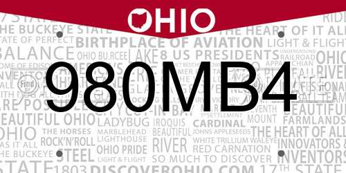 980MB4 Ohio License Plate