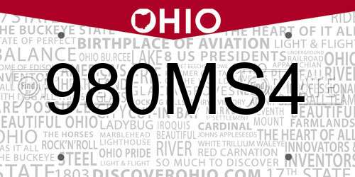 980MS4 Ohio License Plate
