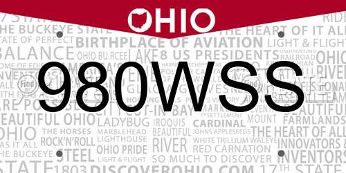 980WSS Ohio License Plate