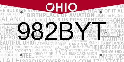982BYT Ohio License Plate